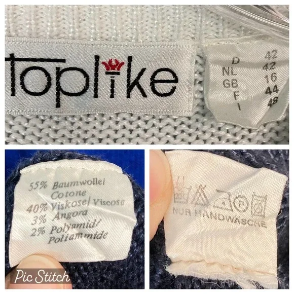 TOPLIKE Vintage Dolphin Ocean Waves Angora Blend Crew Neck Sweater Womens Size L - Picture 6 of 16